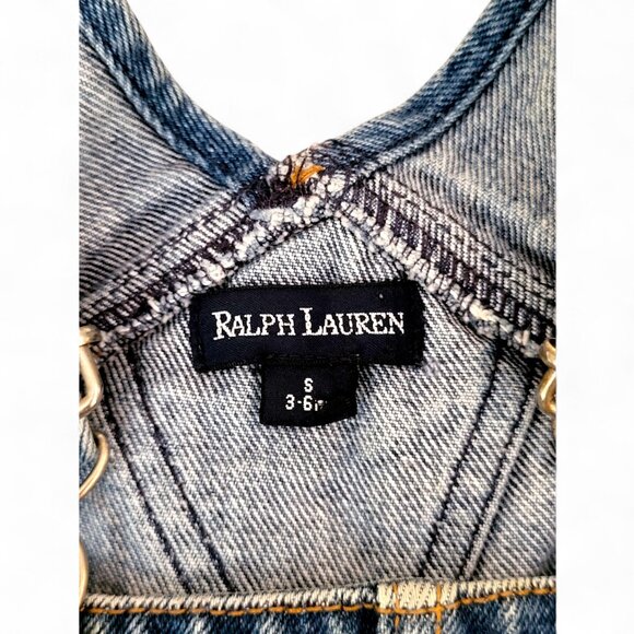 Vintage Ralph Lauren Baby Denim Bib Overalls 3–6M | Med Wash, Adj Straps & Snaps - Picture 11 of 12